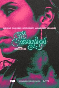 a poster for ponybot with a woman's face on it